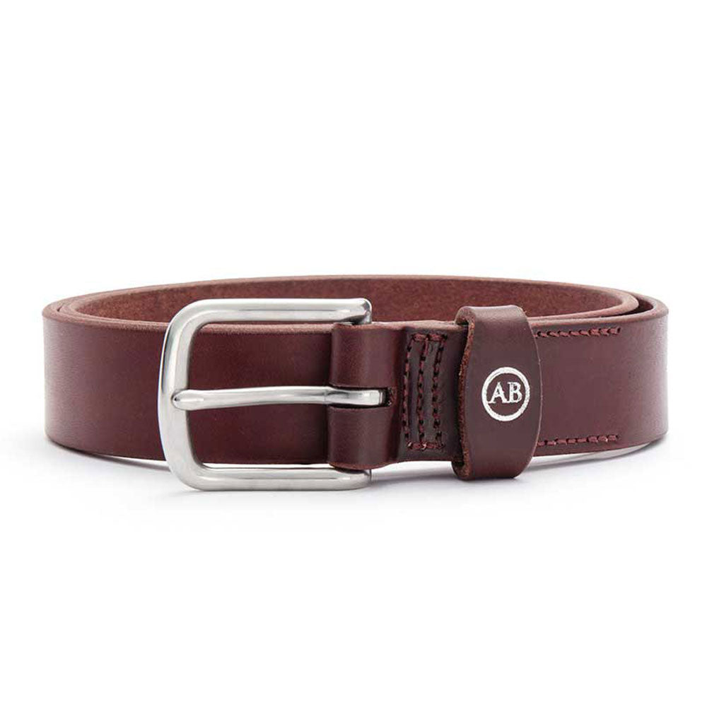 Brunett Leather Belt (Dark Natural) with Stainless Steel Buckle