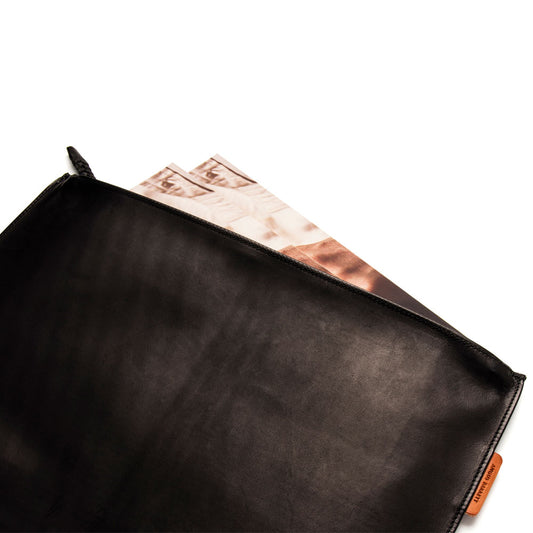 Angus Barrett Kangaroo Leather Document and Tablet Case in Black Matte
