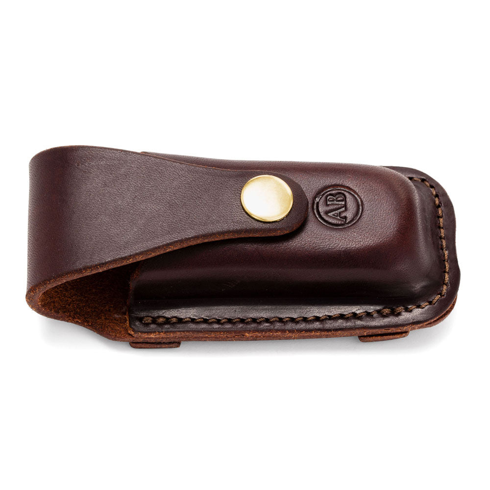 Leatherman Wave Pouch - Dark Natural with Brass Stud and Angus Barrett Logo