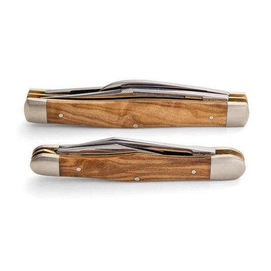 Robert Klaas 3 Blade Pocket Knife with Genuine Olivewood Handle - Angus Barrett Saddlery