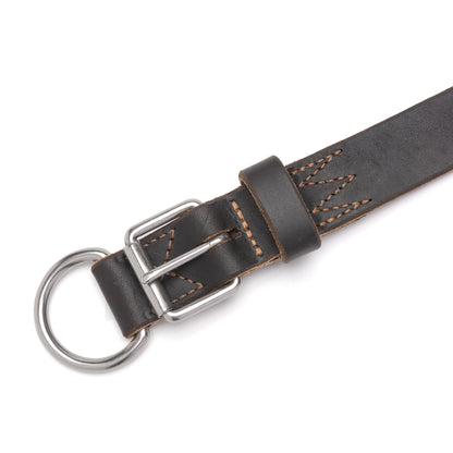Leather Working Dog Collar with Stainless Steel Buckle - 32mm Wide
