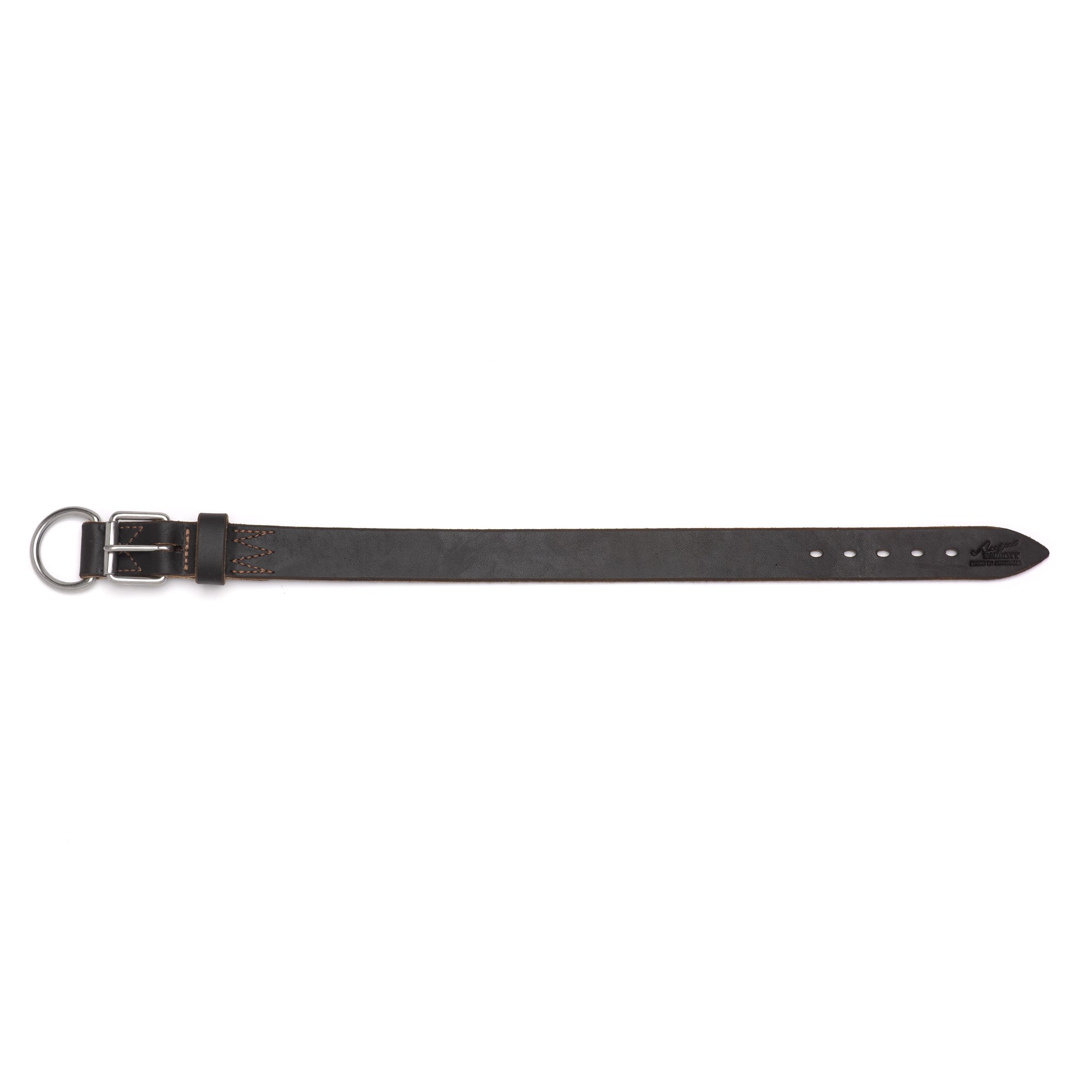 Leather Working Dog Collar with Stainless Steel Buckle - 32mm Wide