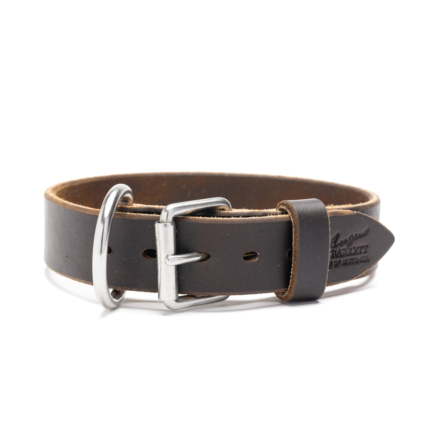Leather Working Dog Collar with Stainless Steel Buckle - 32mm Wide