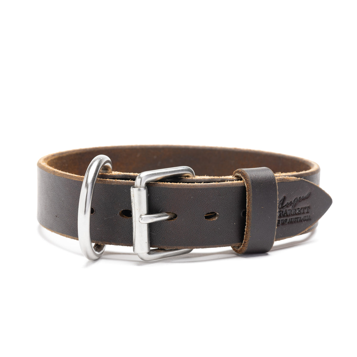 Leather Working Dog Collar with Stainless Steel Buckle - 32mm Wide