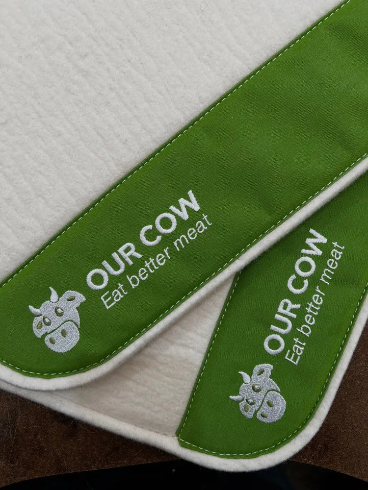 Custom Made Saddle Pad for Our Cow Eat Better Meat
