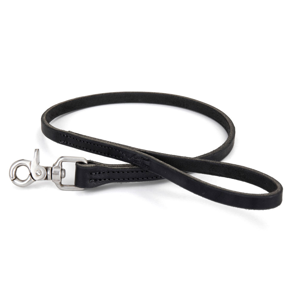 Black Leather Dress Dog Lead - Angus Barrett Saddlery