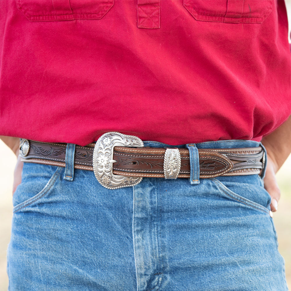 Barton Hand Carved Leather Belt | Australian Made Leather Western Belts