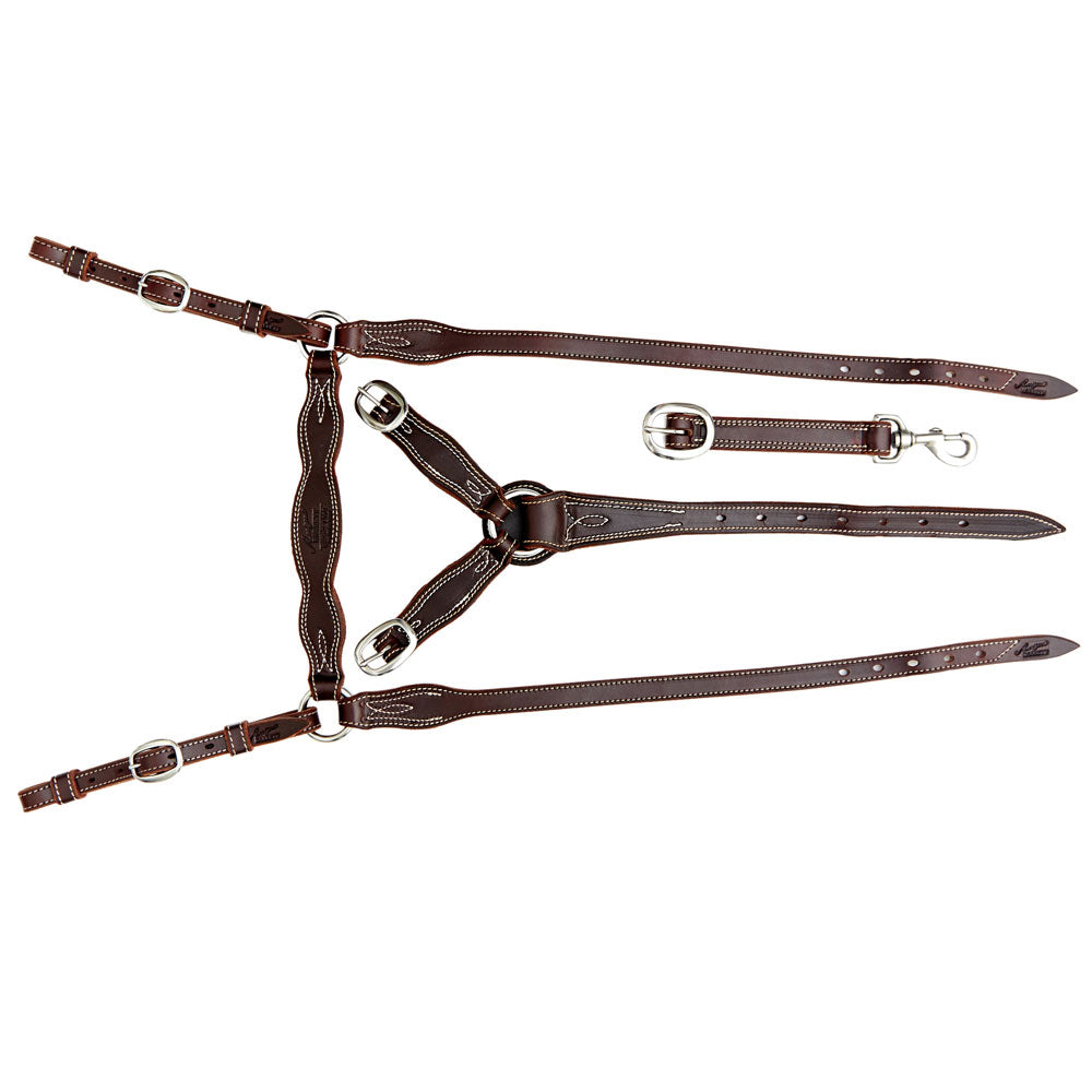 Angus Barrett Station Breastplate - Dark Natural with stainless steel hardware - Fully Stitched