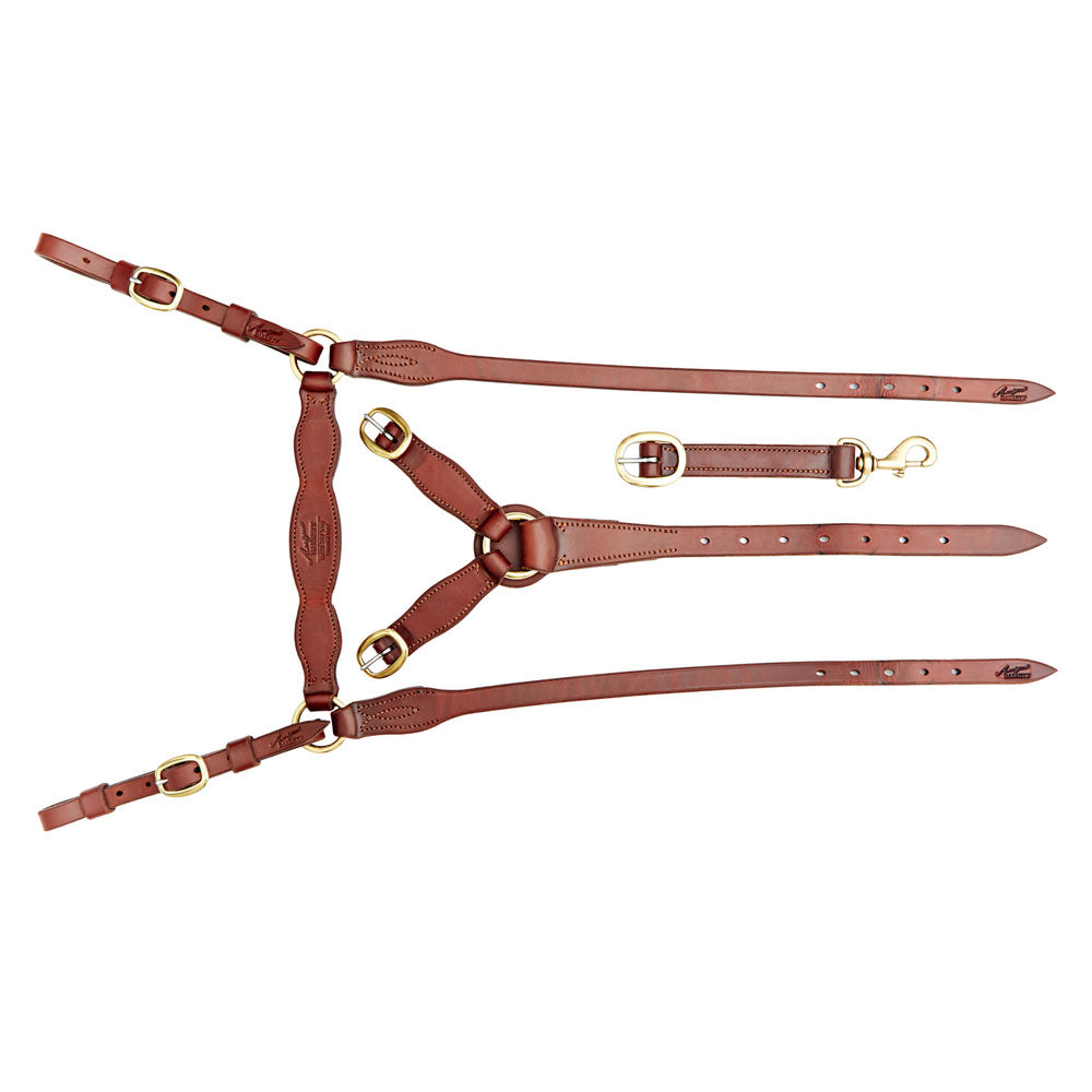 Angus Barrett Saddlery Station Breastplate - Natural with Brass Hardware