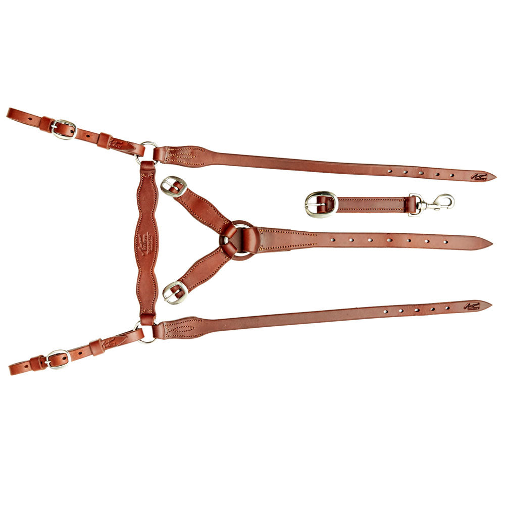 Angus Barrett Saddlery Station Breastplate - Natural with Brass Hardware