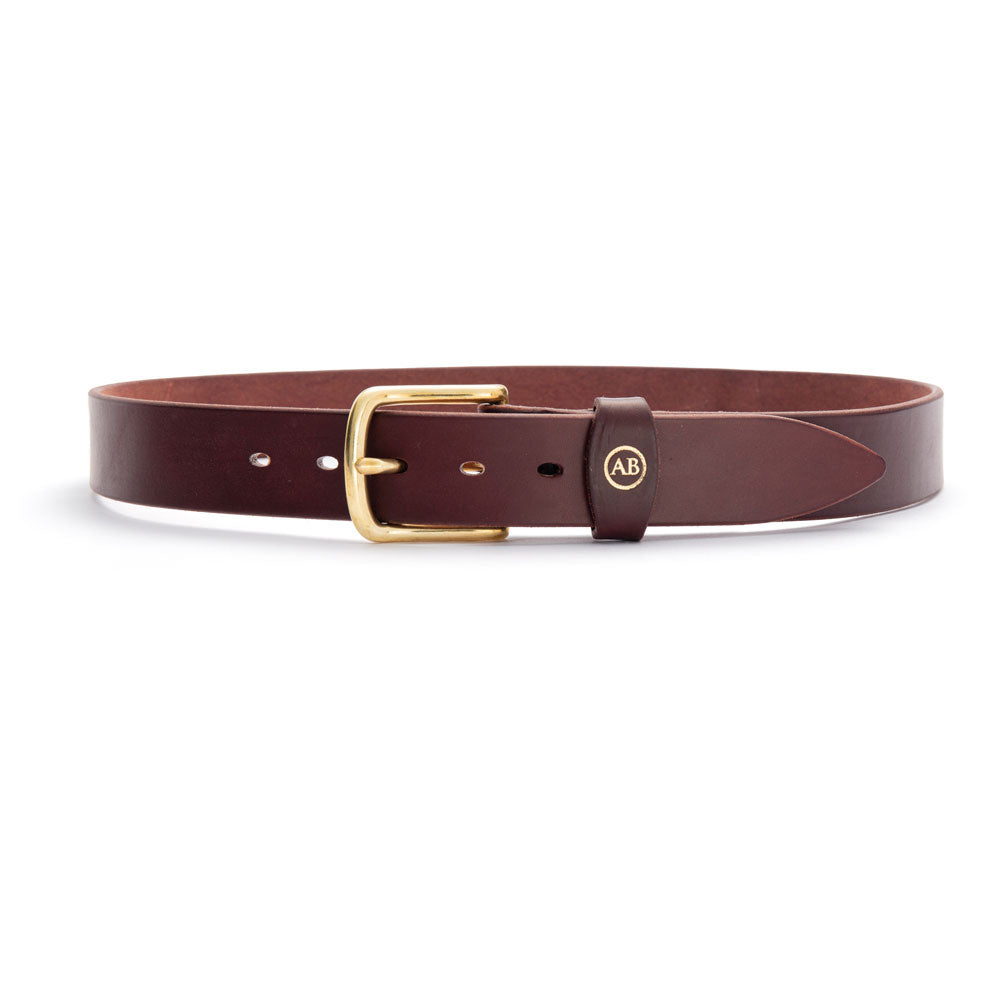 Brunett Leather Belt - Dark Natural with Brass Hardware