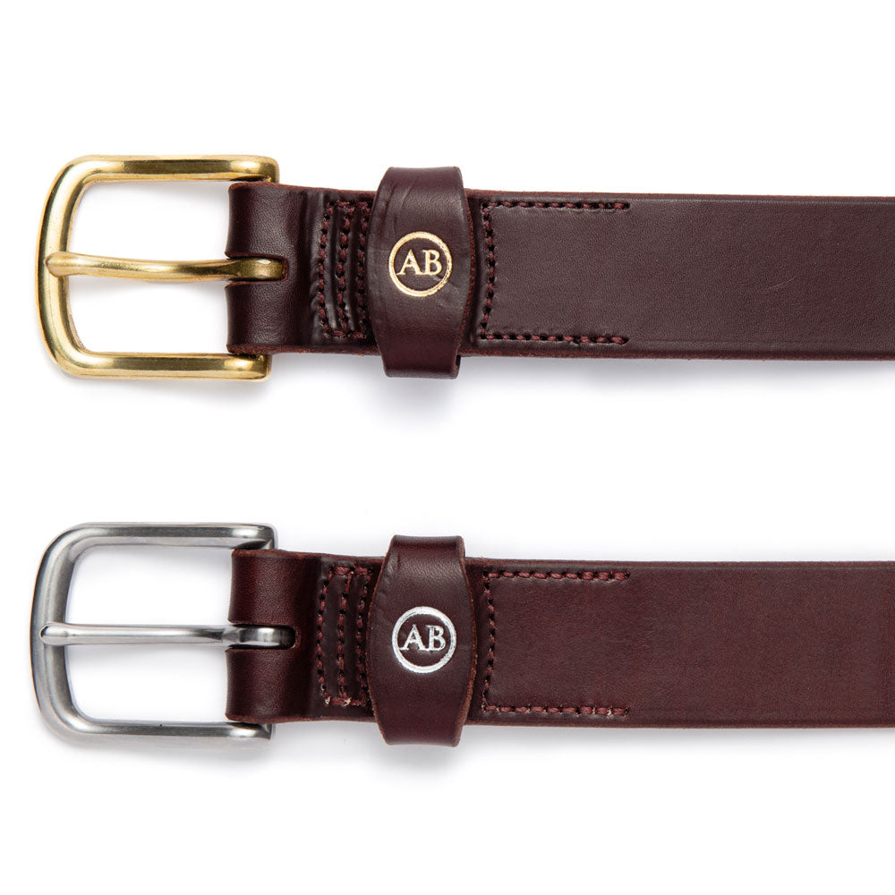Brunett Leather Belt - Dark Natural with Brass Hardware