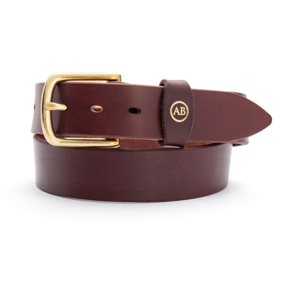 Brunett Leather Belt - Dark Natural with Brass Hardware