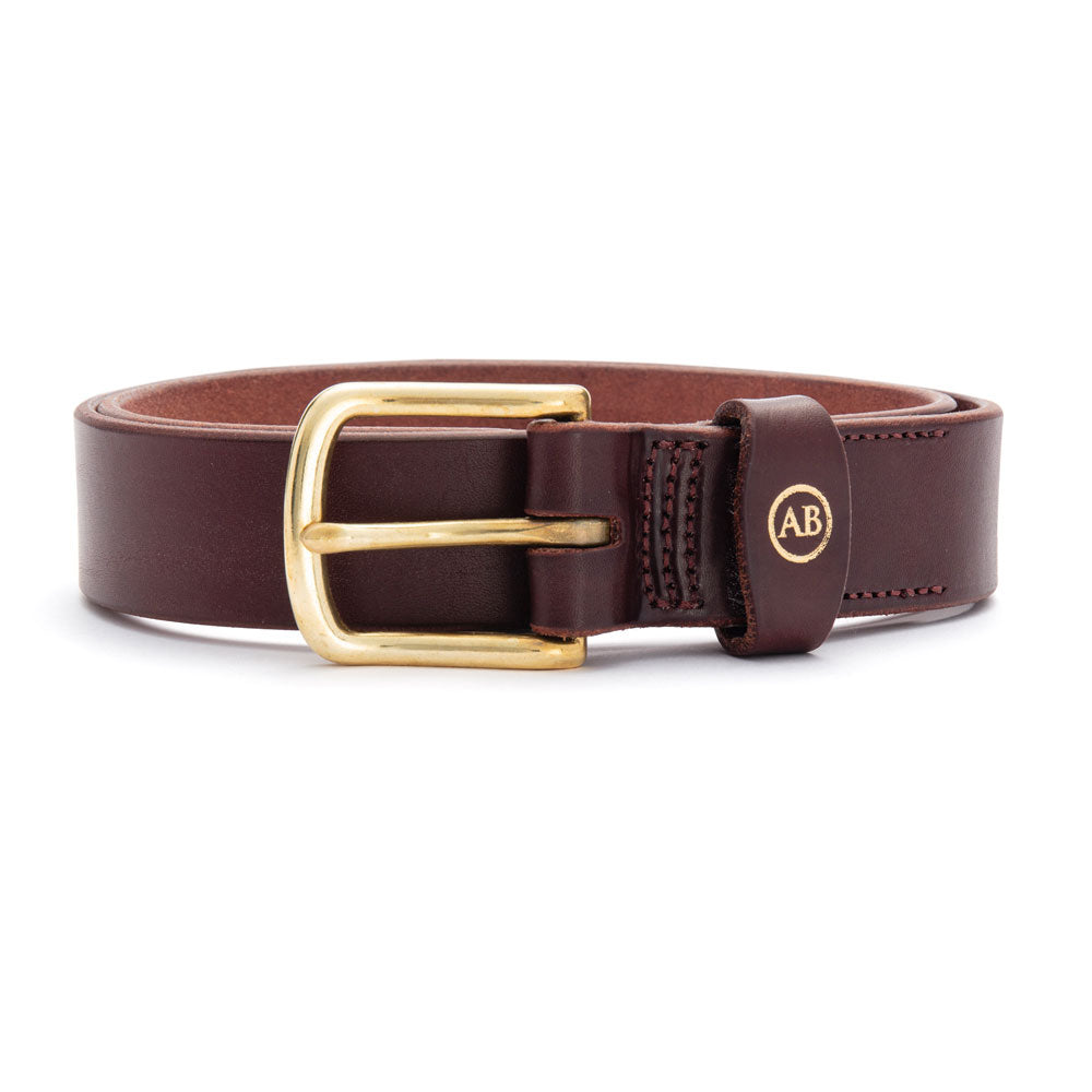 Brunett Leather Belt - Dark Natural with Brass Hardware