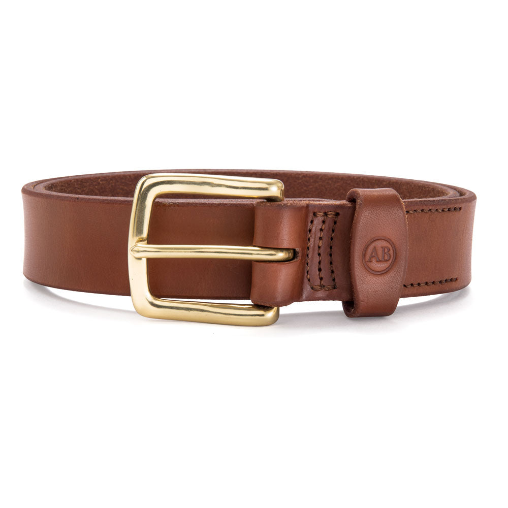 Brunett Leather Belt - Natural with Brass Buckle