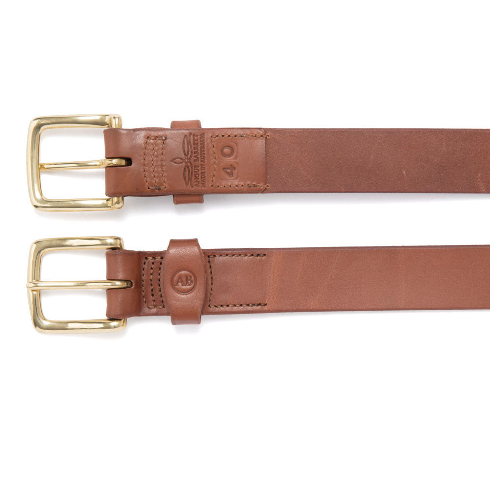 Brunett Leather Belt - Natural with Brass Buckle