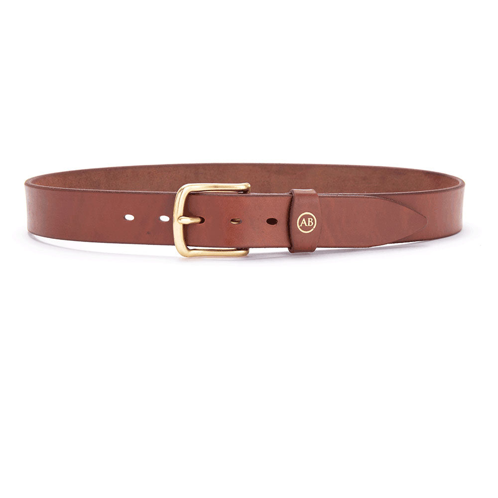 Brunett Leather Belt - Natural with Brass Buckle