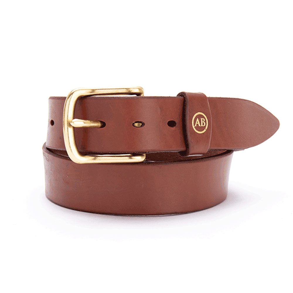 Brunett Leather Belt - Natural with Brass Buckle