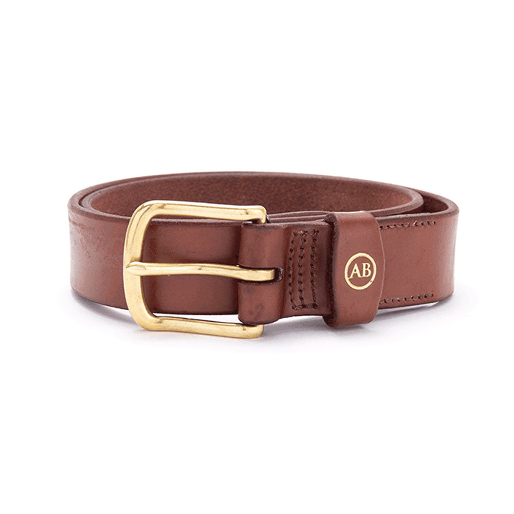 Brunett Leather Belt - Natural with Brass Buckle