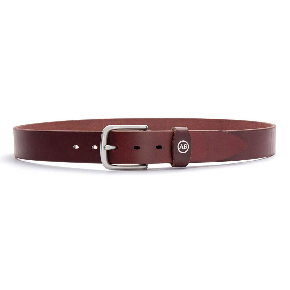 Brunett Leather Belt (Dark Natural) with Stainless Steel Buckle 