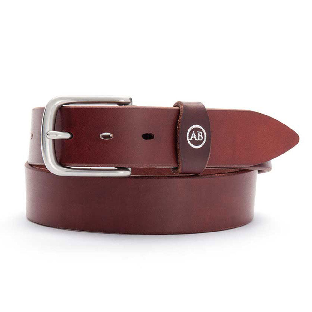 Brunett Leather Belt (Dark Natural) with Stainless Steel Buckle 