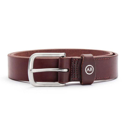 Brunett Leather Belt (Dark Natural) with Stainless Steel Buckle 
