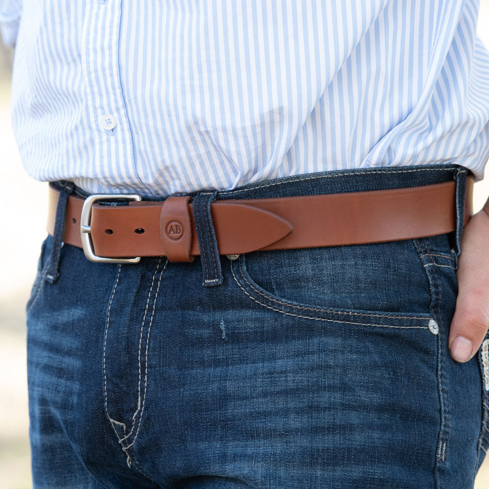 Brunett Leather Belt - Natural with Stainless Steel Hardware