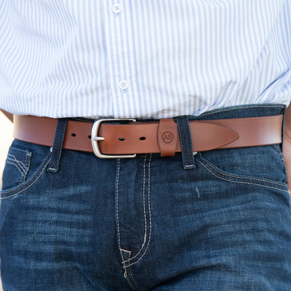 Brunett Leather Belt - Natural with Stainless Steel Hardware