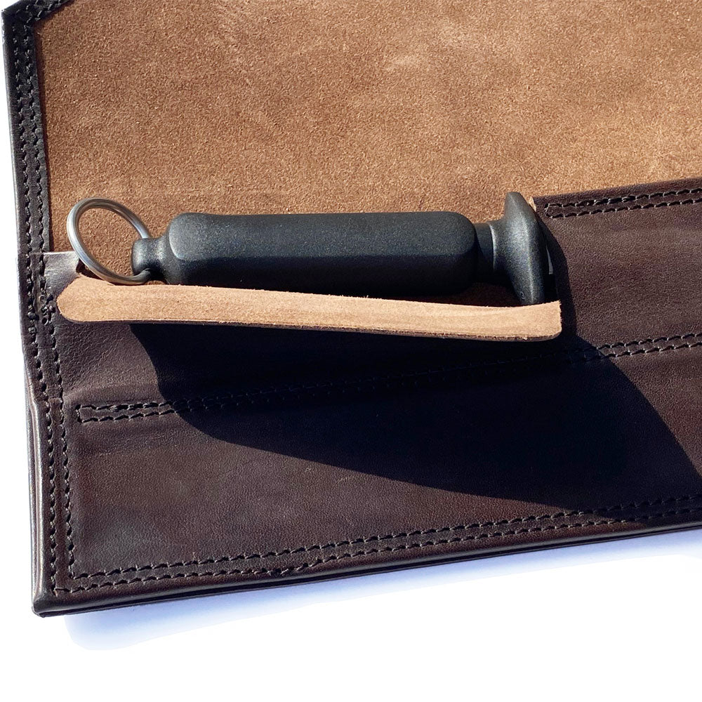 Bullock Leather Knife Roll with Butcher's Knife and Sharpening Steel