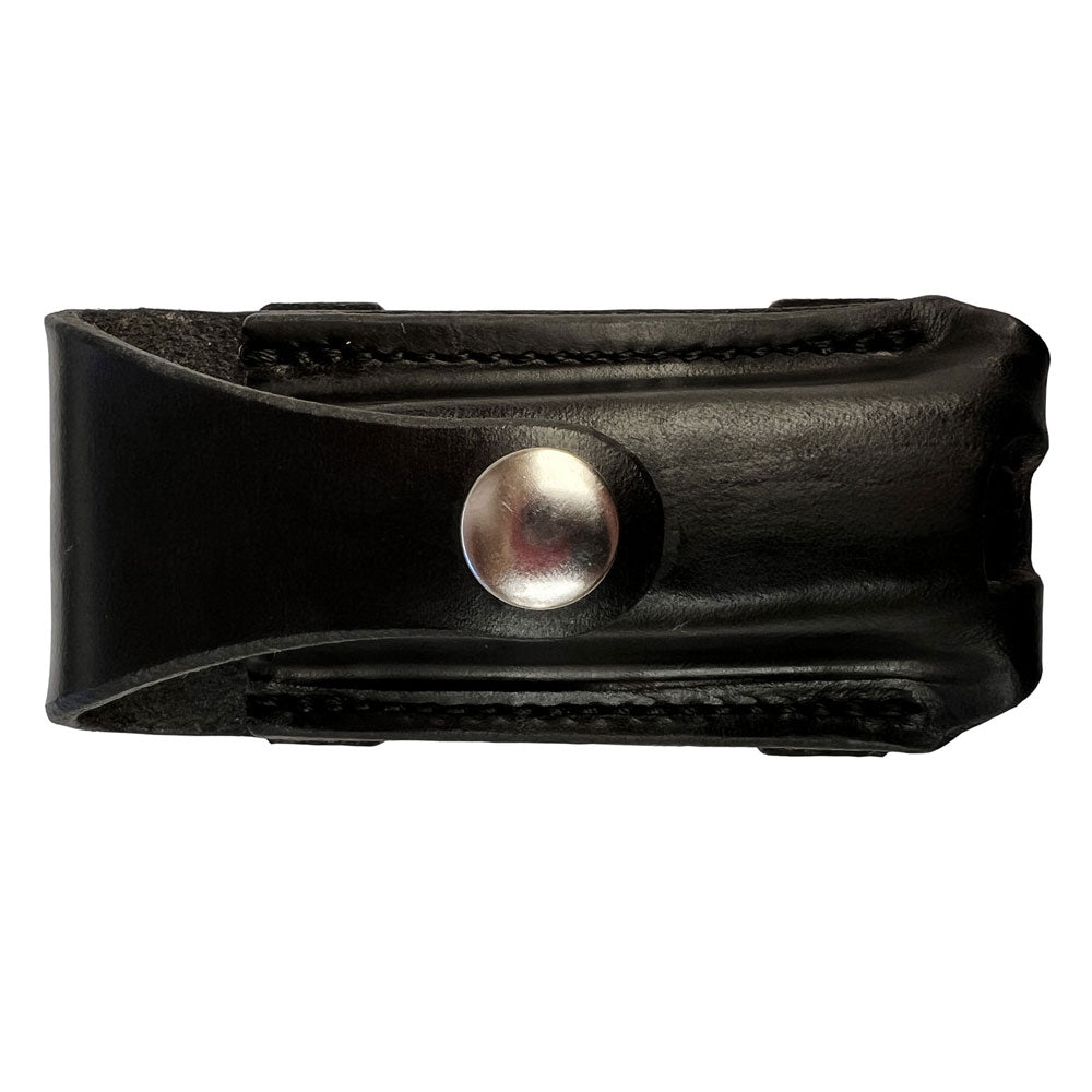 Button Close Pocket Knife Pouch - Black with Brass Hardware