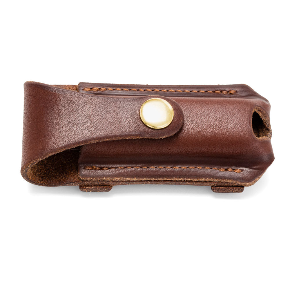 Button Close Pocket Knife Pouch - Natural with Brass Hardware