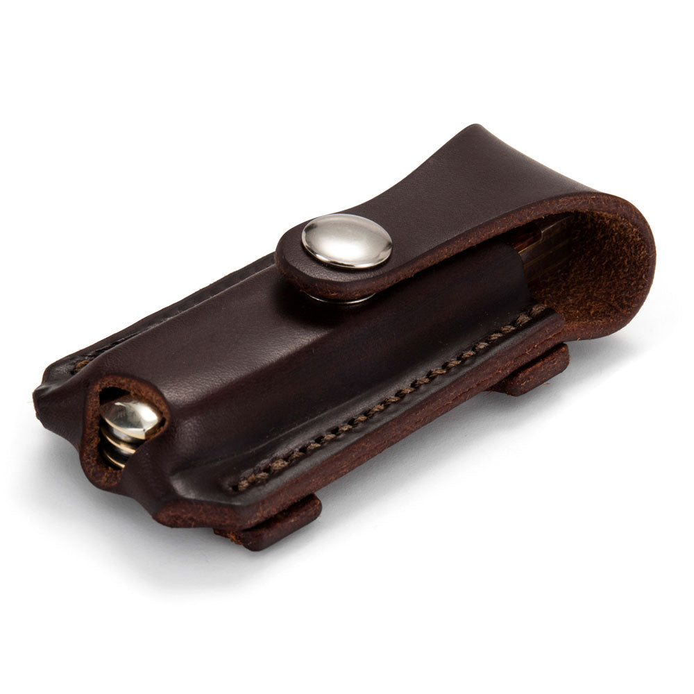 Button Close Pocket Knife Pouch (Dark Natural) - Angus Barrett Saddlery