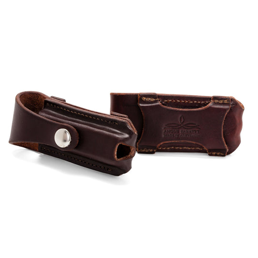 Button Close Pocket Knife Pouch - Dark Natural