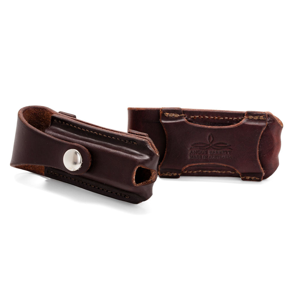 Button Close Pocket Knife Pouch - Dark Natural