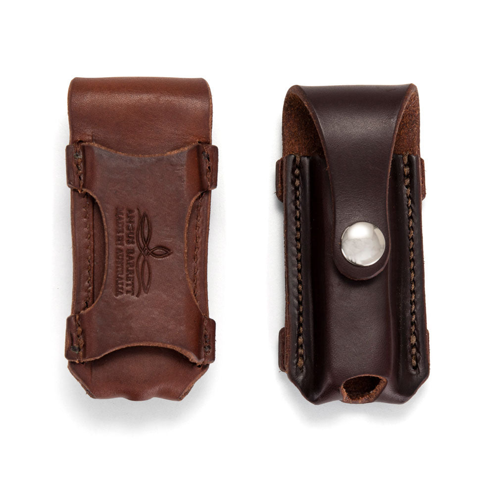 Angus Barrett Button Close Knife Pouch is available in Natural and Dark Natural