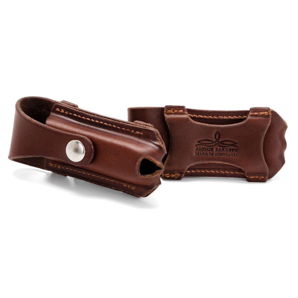 Button Close Leather Pocket Knife Pouch (Natural) - Angus Barrett Saddlery