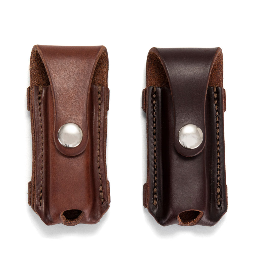 Angus Barrett Button Close Knife Pouch is available in Natural and Dark Natural