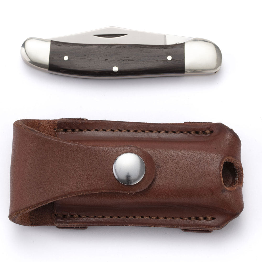 Copper Head Pocket Knife with Button Close Pouch - Stainless Steel Hardware - Natural