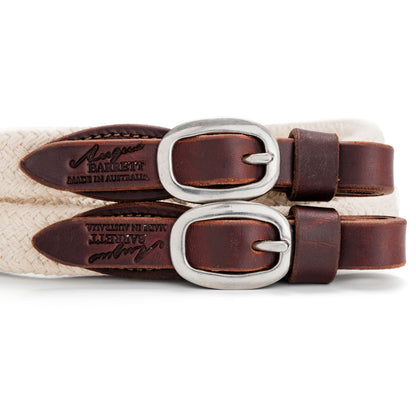 Soft Cotton Reins - Dark Natural with Stainless Steel Buckles