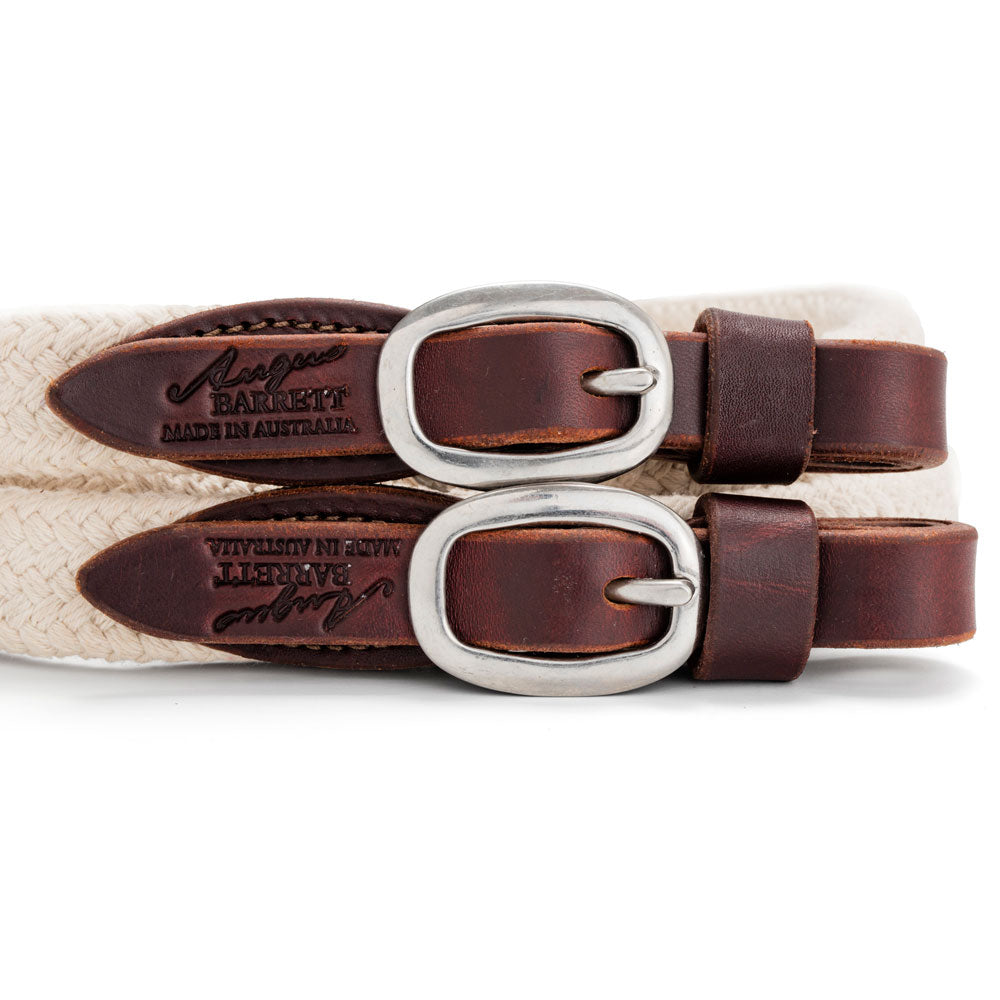 Soft Cotton Reins - Dark Natural with Stainless Steel Buckles