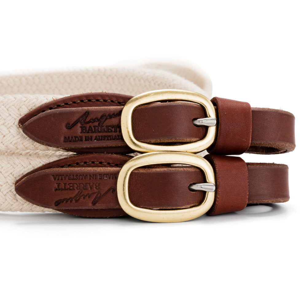 Soft Cotton Reins Natural Leather with Brass Buckle