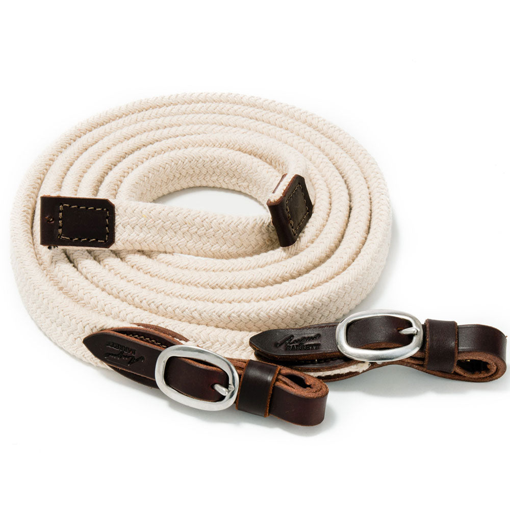 Angus Barrett Soft Cotton Reins - Dark Natural with Stainless Steel buckles
