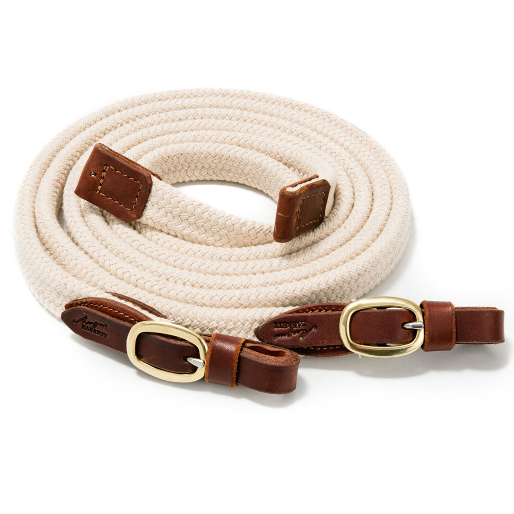 Split Soft Cotton Reins - Dark Natural with Brass Hardware