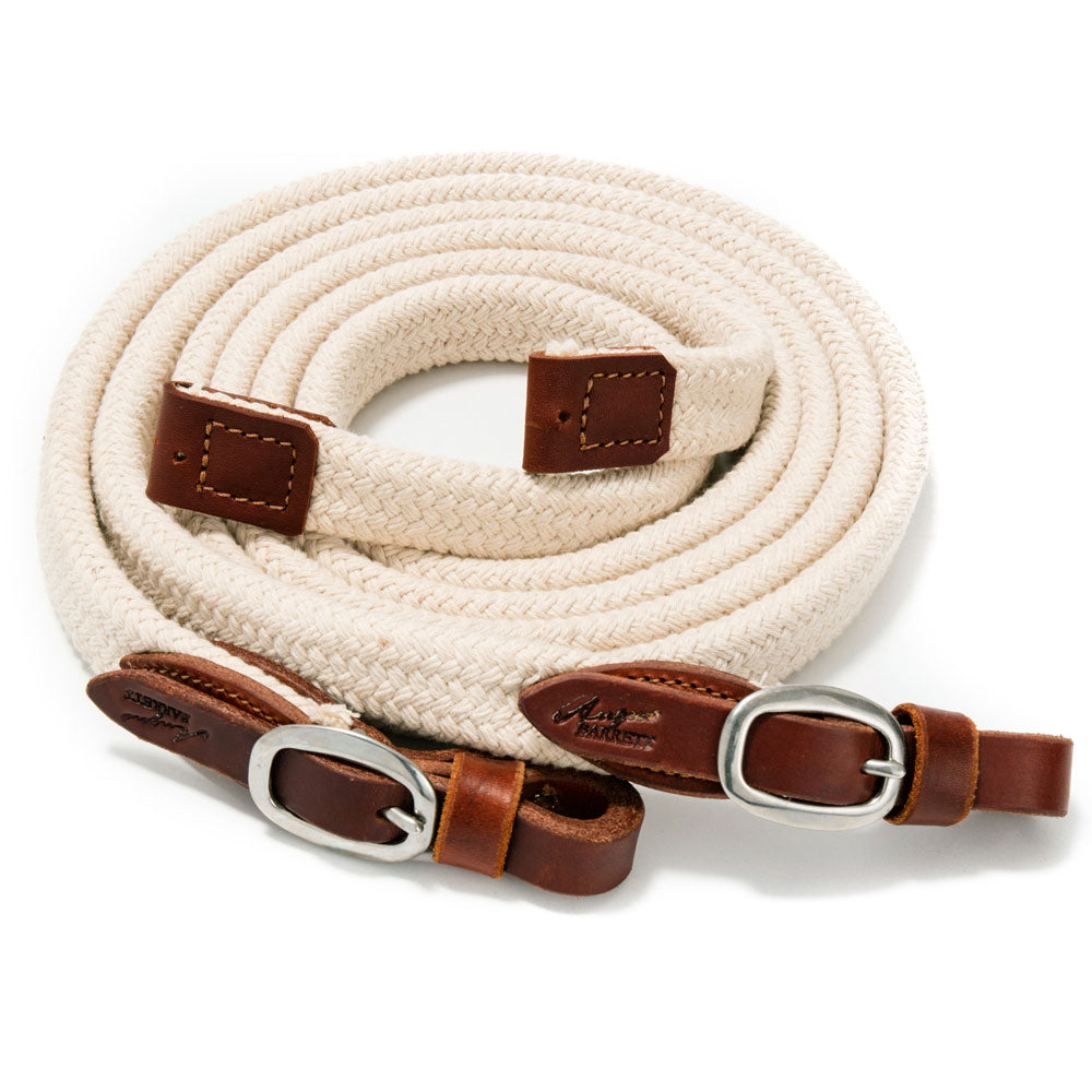 Split Soft Cotton Reins - Natural with Stainless Steel Hardware
