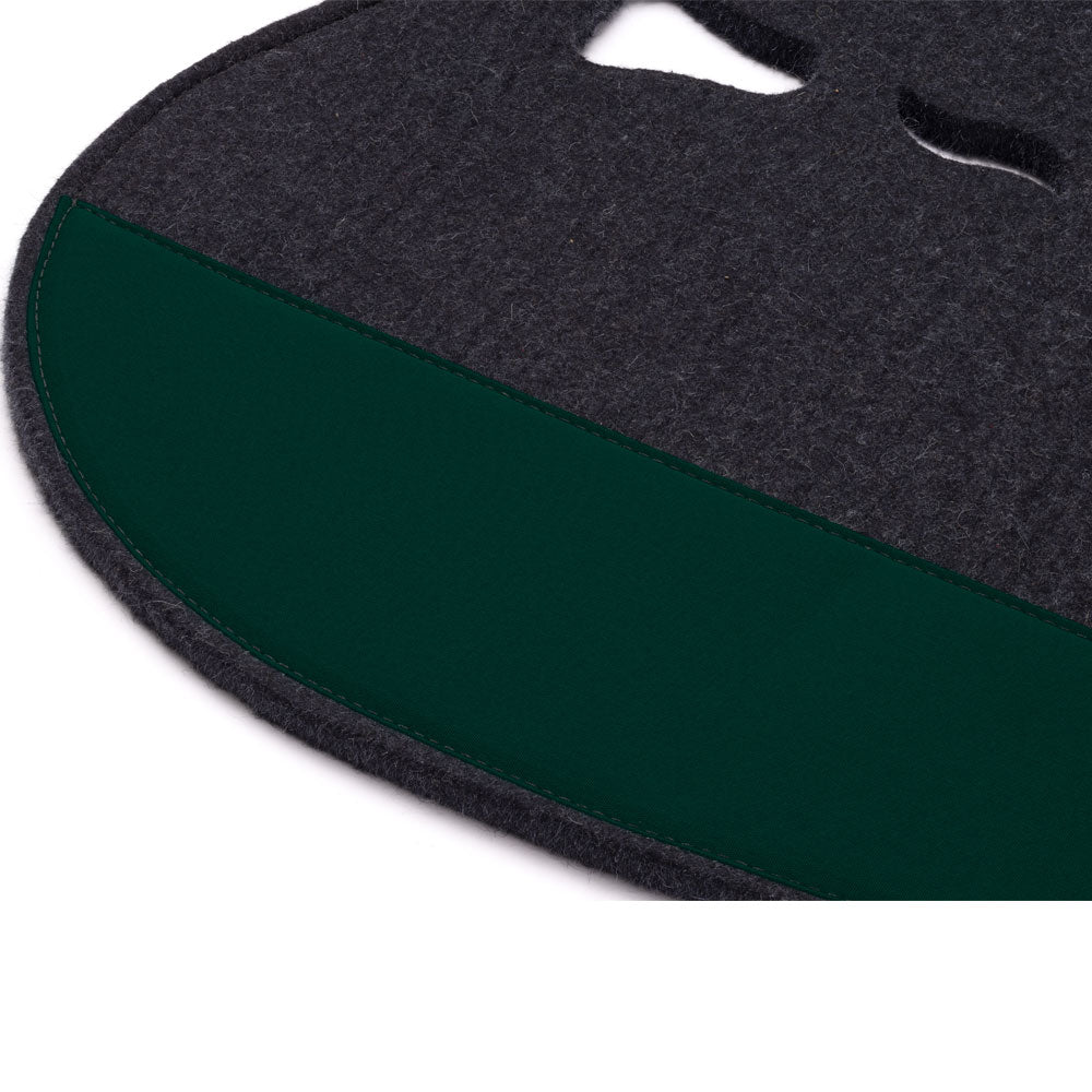 Fitted Slimline Saddle Pad - Charcoal Felt with Dark Green Canvas Trim