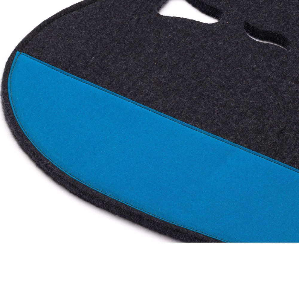 Fitted Slimline Saddle Pad - Charcoal Felt with Light Blue Canvas Trim