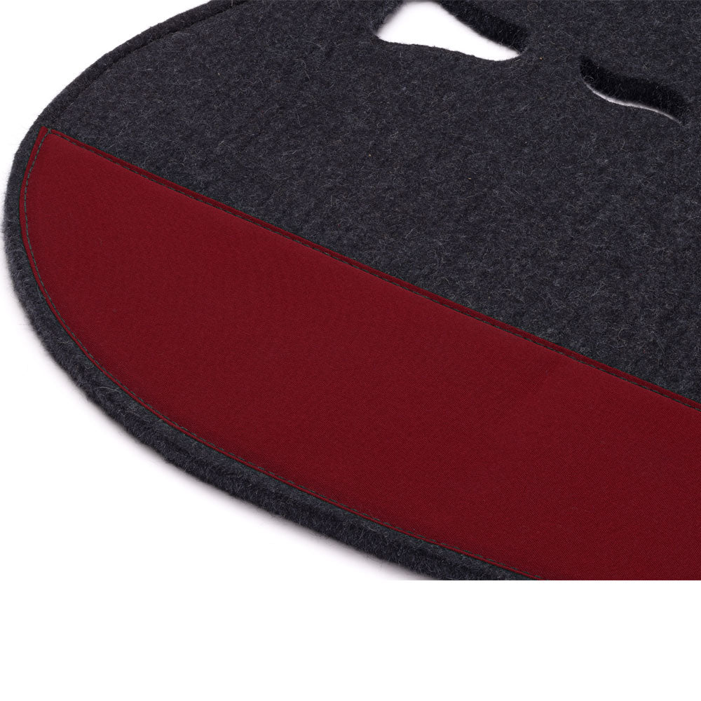 Fitted Slimline Saddle Pad - Charcoal Felt with Maroon Canvas Trim