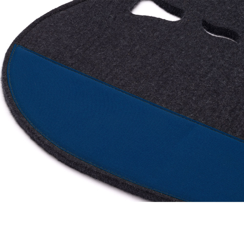 Fitted Slimline Saddle Pad - Charcoal Felt with Navy Canvas Trim