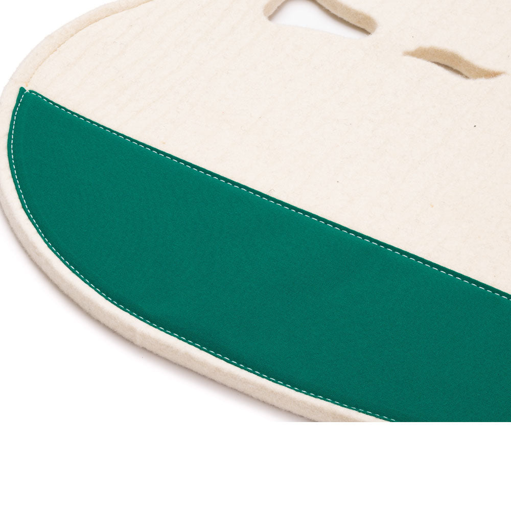 Fitted Slimline Saddle Pad - White Felt with Bright Green Canvas Trim