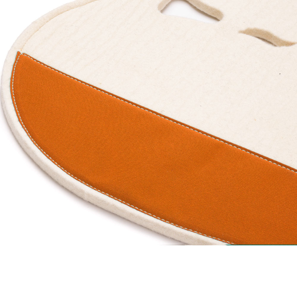 Fitted Slimline Saddle Pad - White Felt with Burnt Orange Canvas Trim